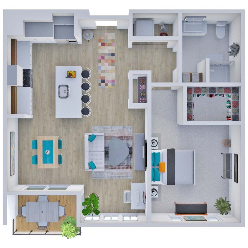 HKS The District Riverside Residences 3D Floor Plans 1E