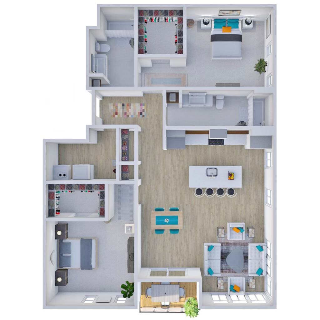 HKS The District Riverside Residences 3D Floor Plans 2A