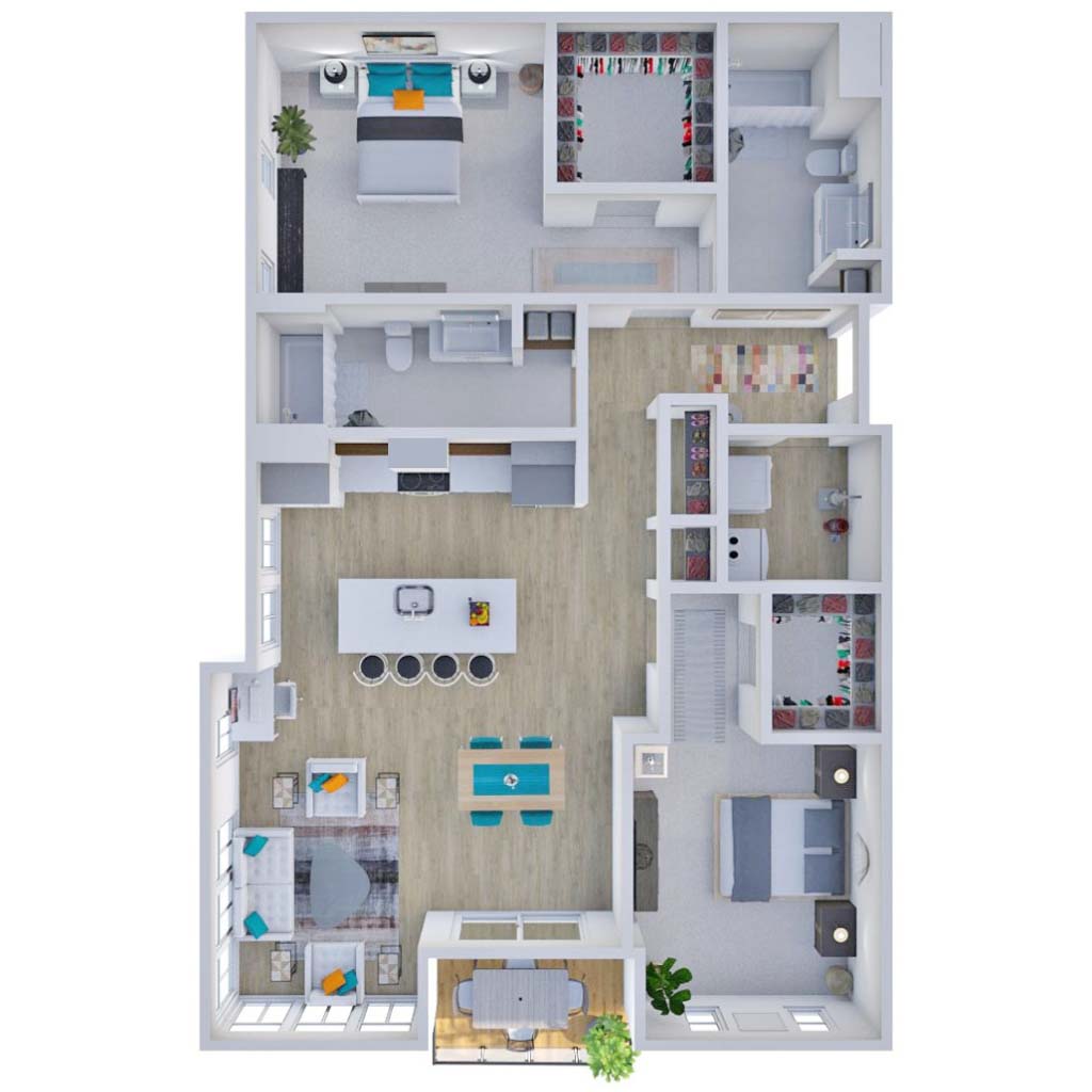 HKS The District Riverside Residences 3D Floor Plans 2C