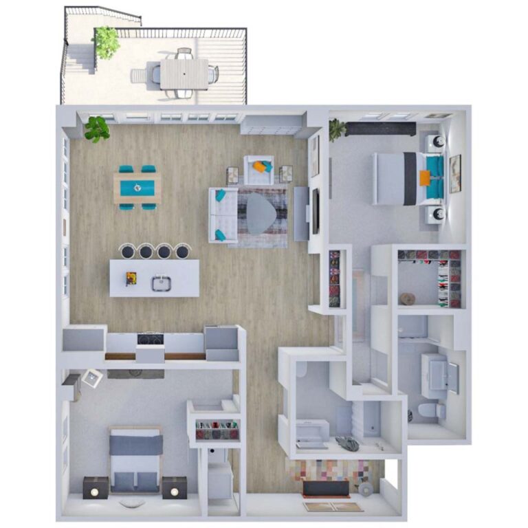 HKS The District Riverside Residences 3D Floor Plans 2F
