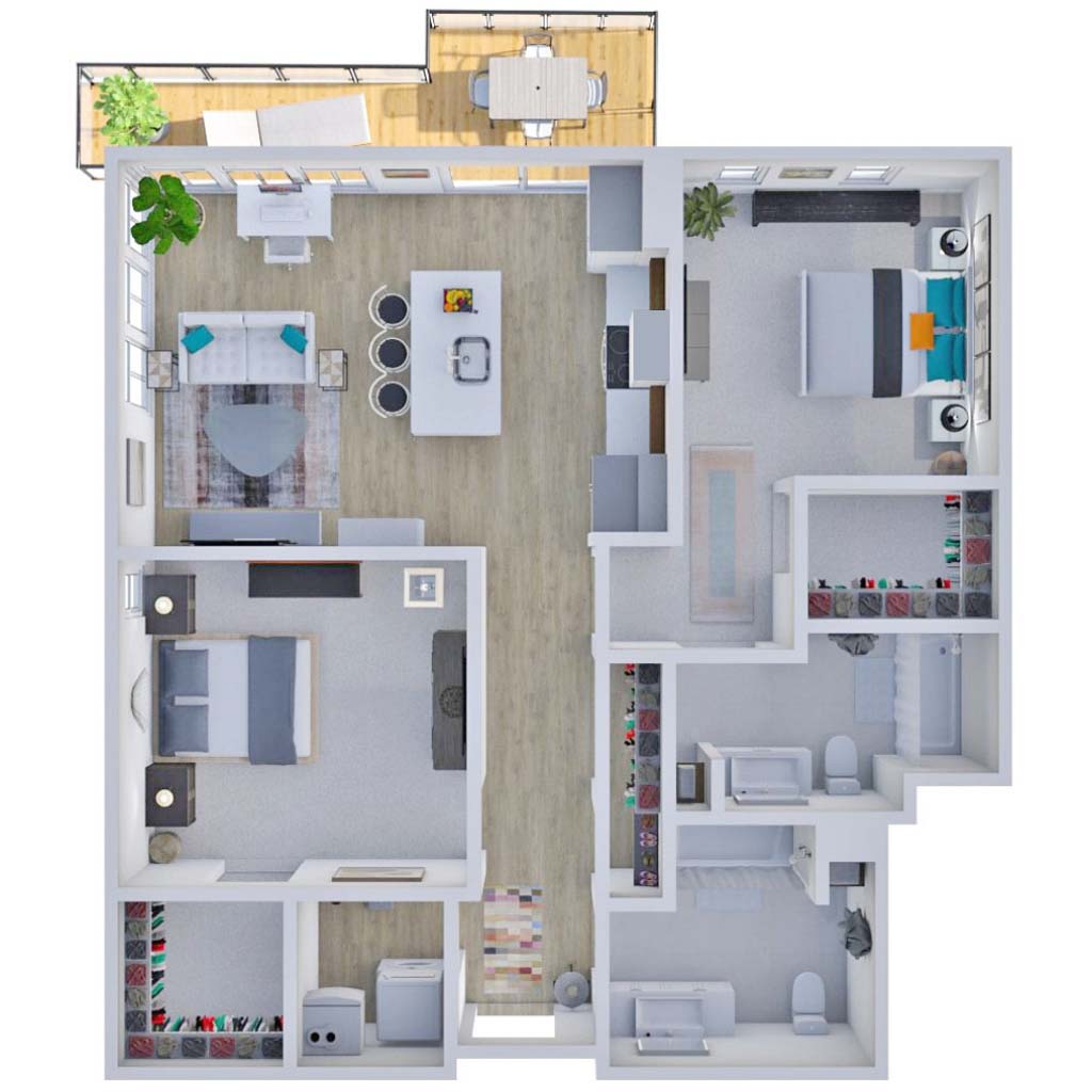 HKS The District Riverside Residences 3D Floor Plans 2H