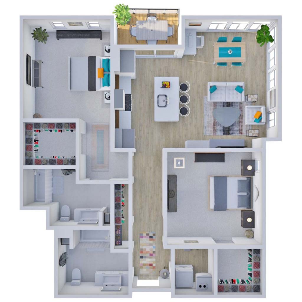 HKS The District Riverside Residences 3D Floor Plans 2H