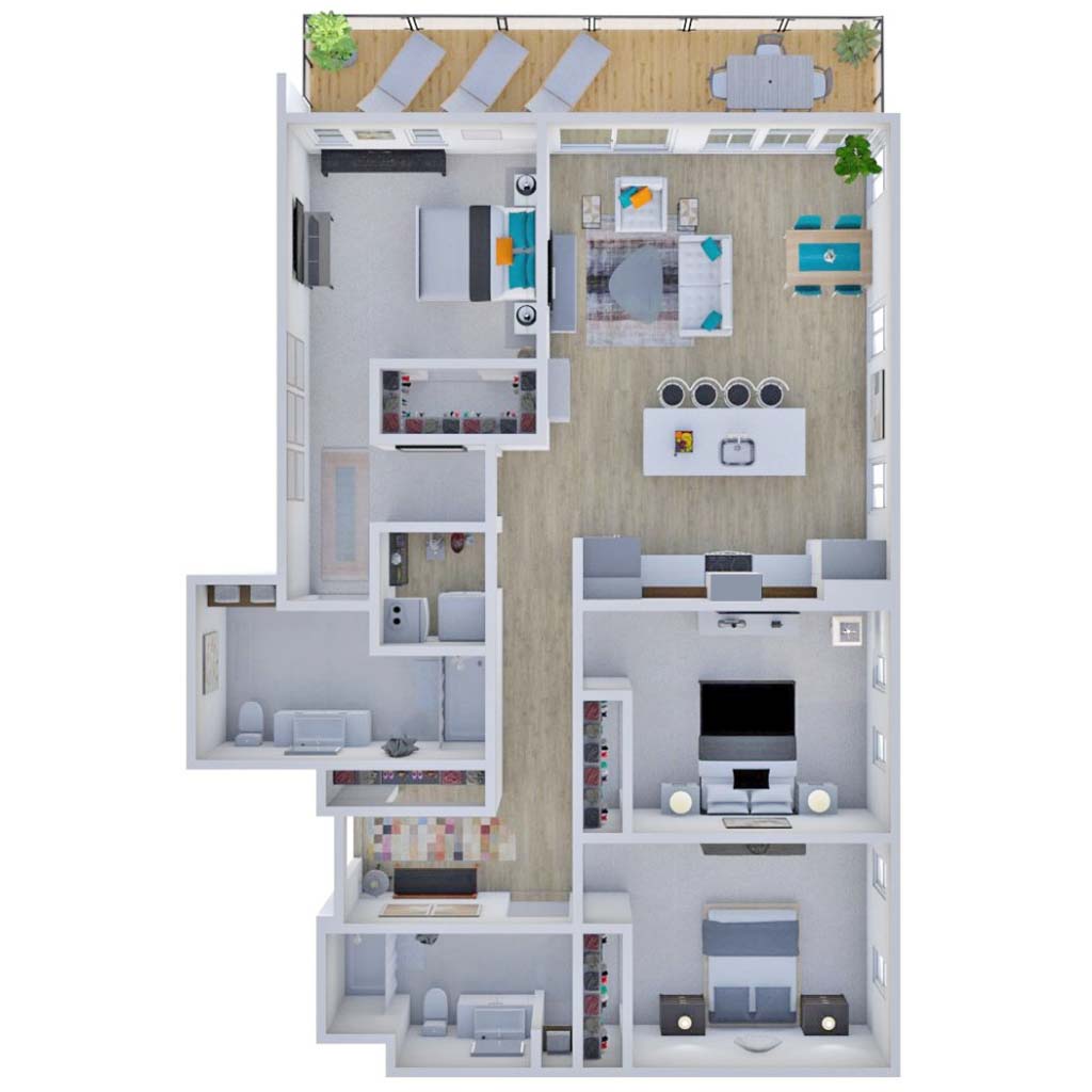 HKS The District Riverside Residences 3D Floor Plans 3A