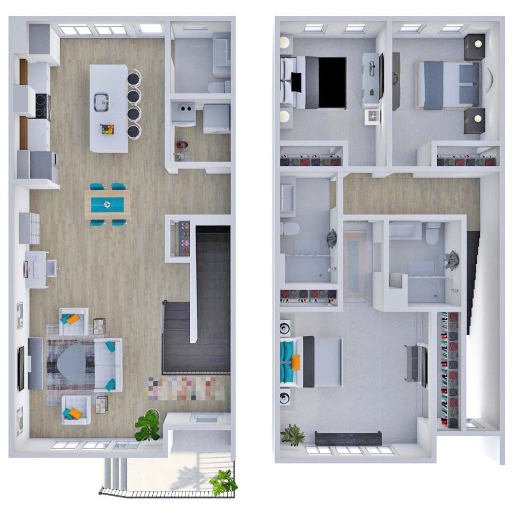 HKS The District Riverside Residences 3D Floor Plans TH1