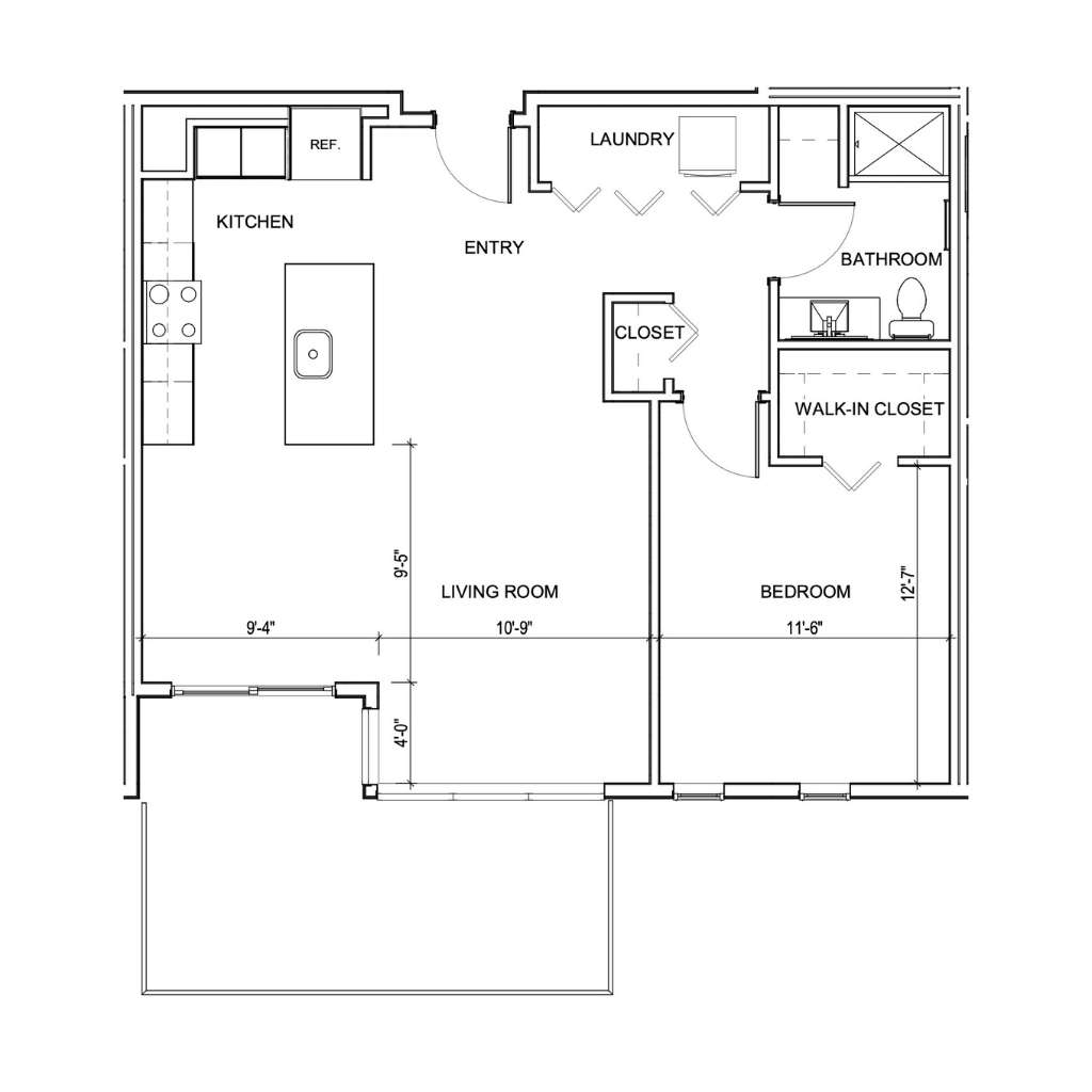 apartment floor plan style 1K the district west bend