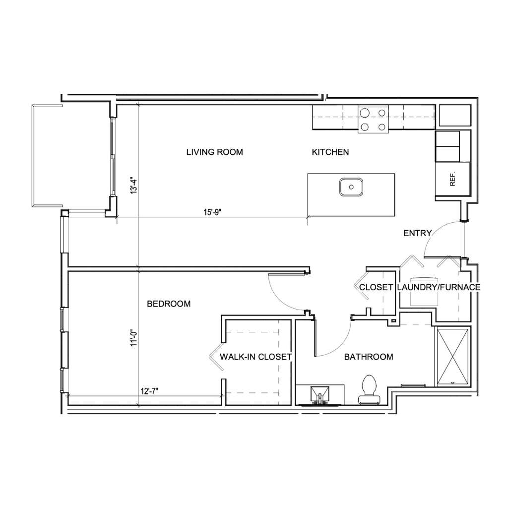 apartment floor plan style 1M the district west bend