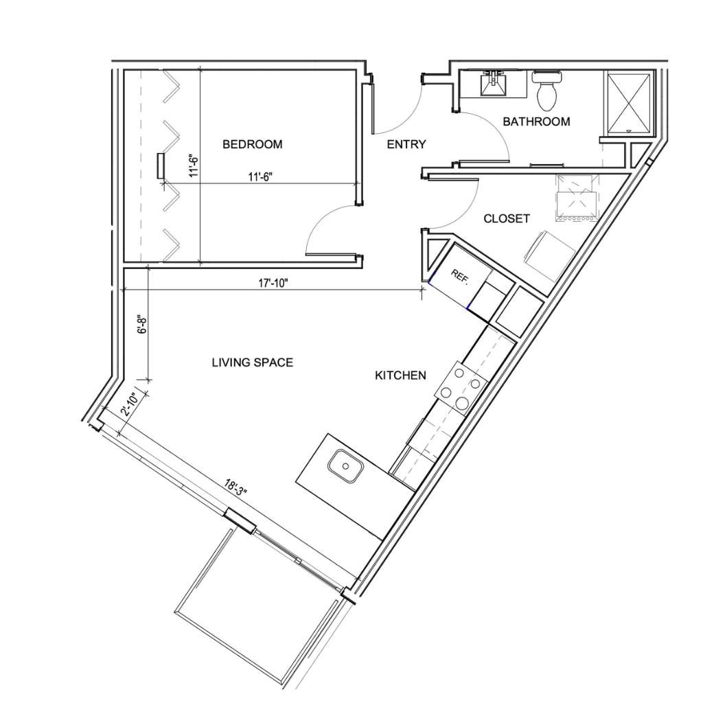 apartment floor plan style 1P the district west bend