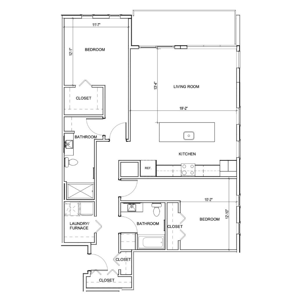 apartment floor plan style 2J 1 the district west bend