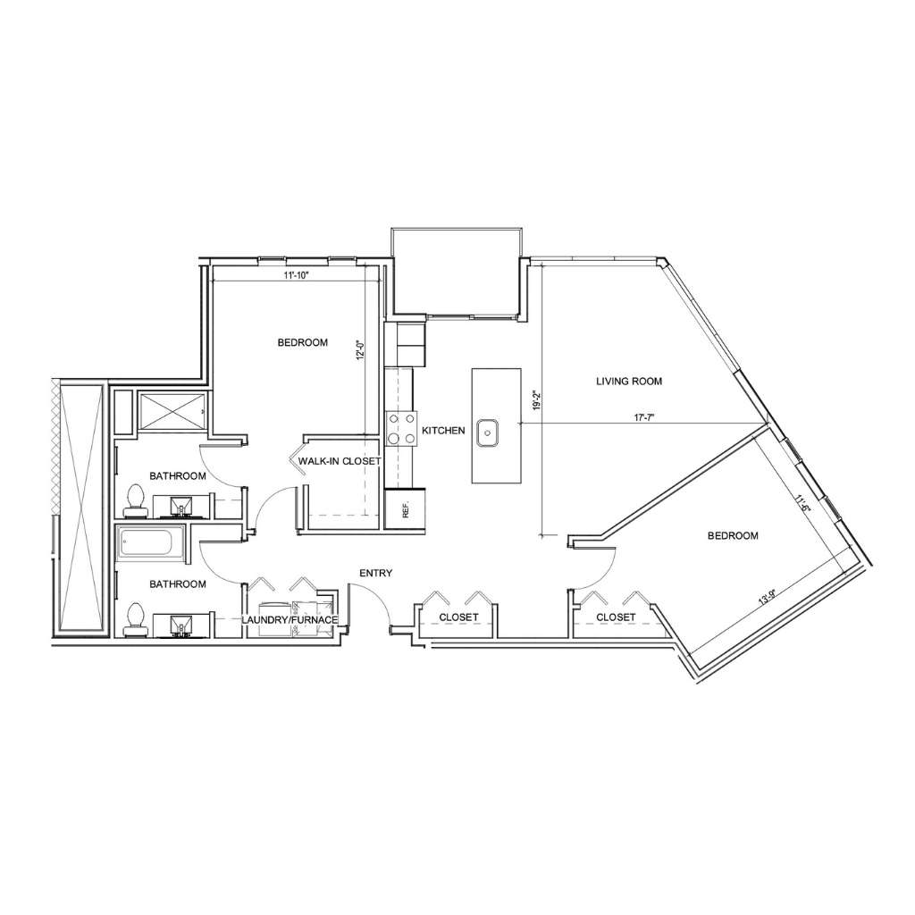 apartment floor plan style 2M the district west bend