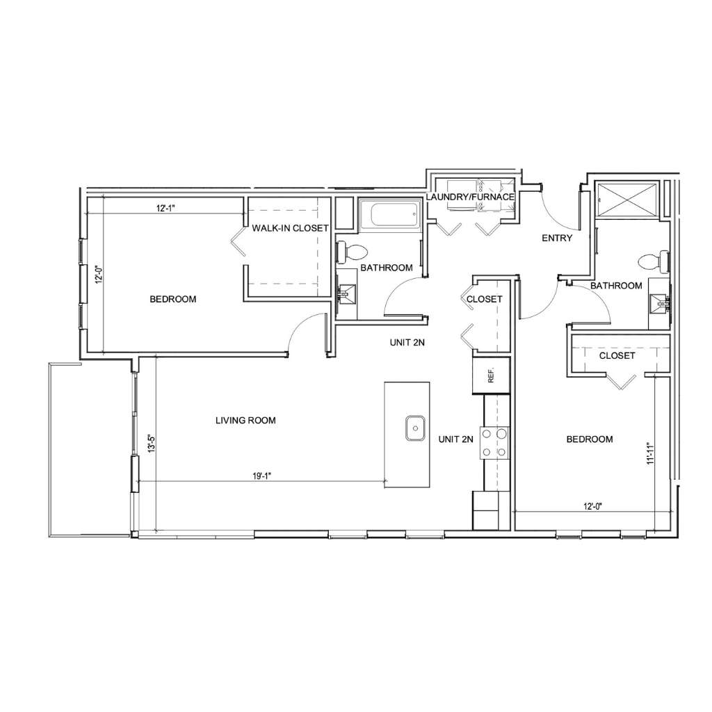 apartment floor plan style 2N the district west bend