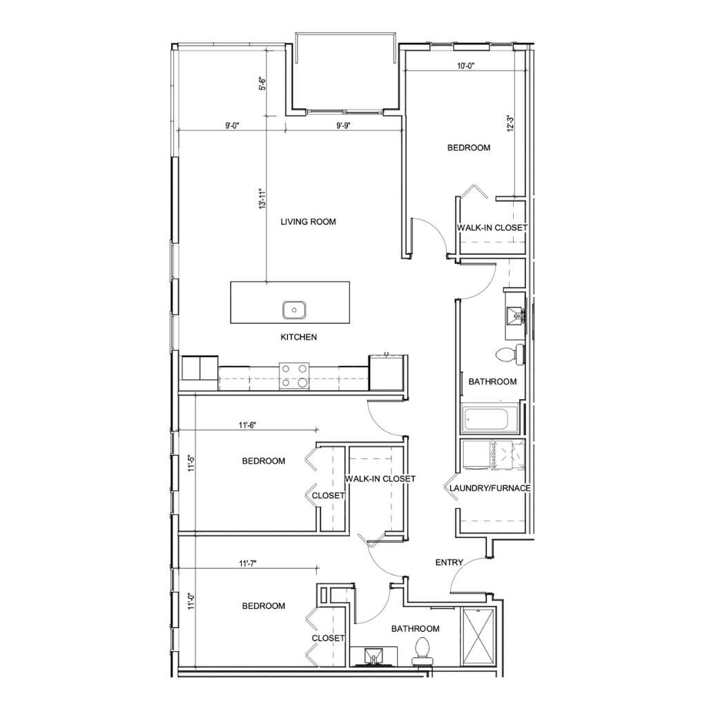 apartment floor plan style 3B the district west bend