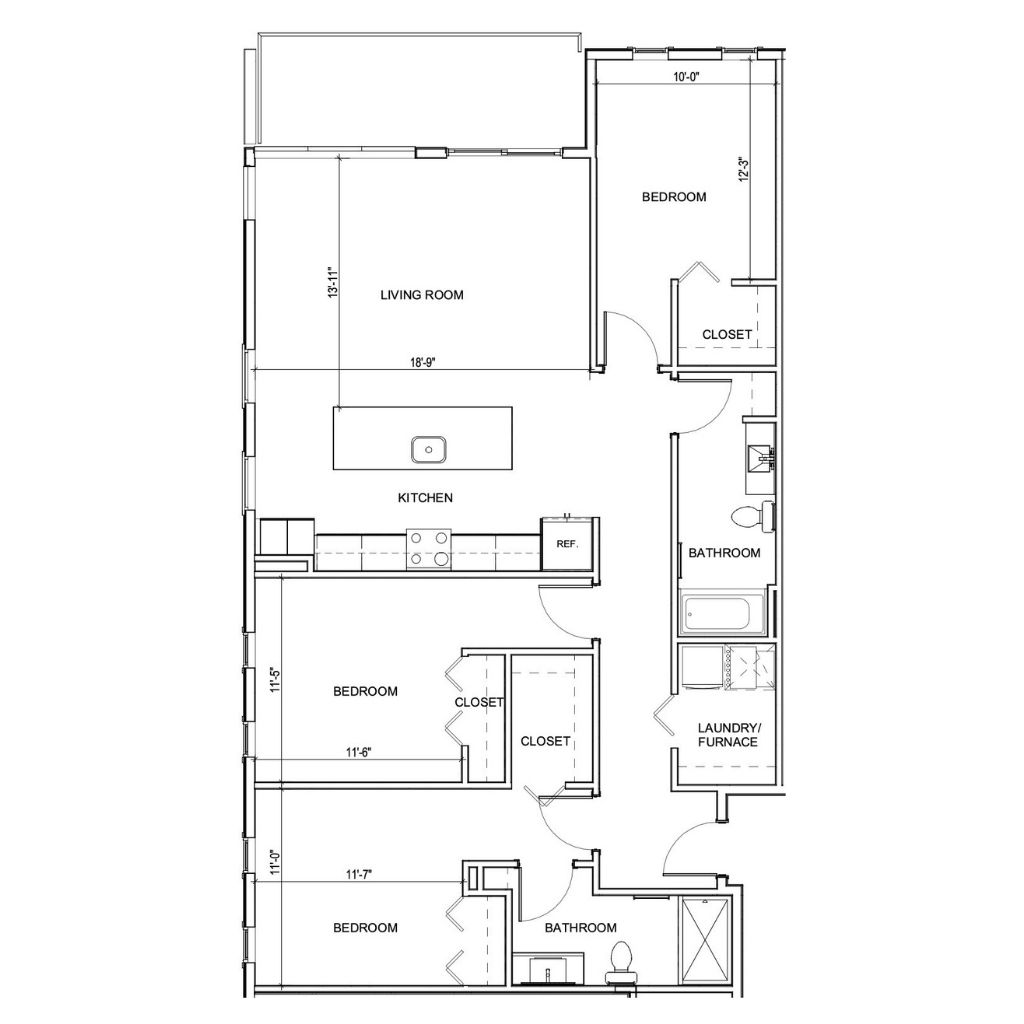 apartment floor plan style 3B 1 the district west bend